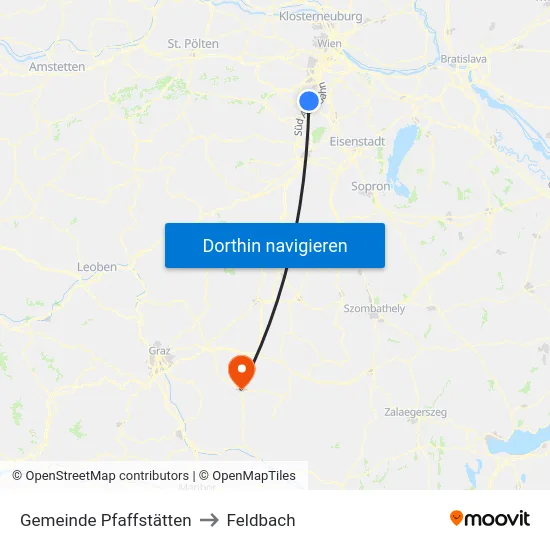 Gemeinde Pfaffstätten to Feldbach map