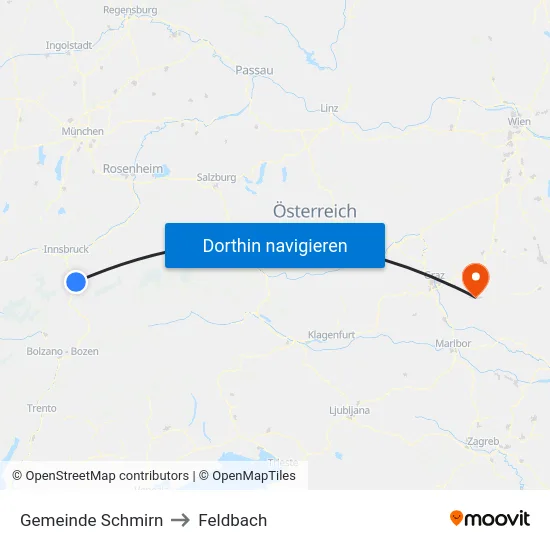 Gemeinde Schmirn to Feldbach map