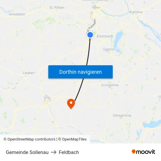 Gemeinde Sollenau to Feldbach map