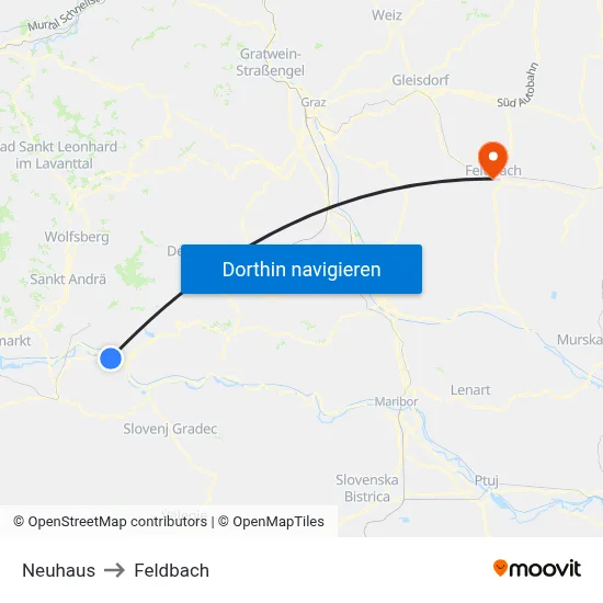 Neuhaus to Feldbach map
