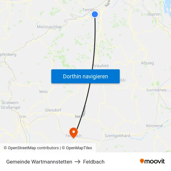Gemeinde Wartmannstetten to Feldbach map