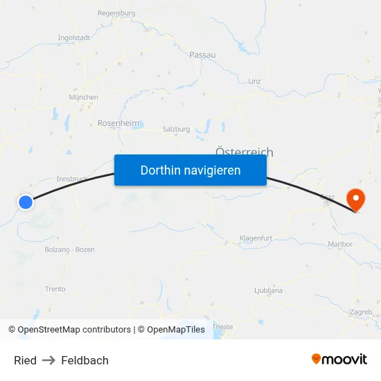 Ried to Feldbach map