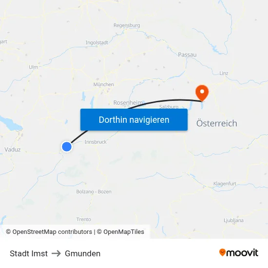 Stadt Imst to Gmunden map