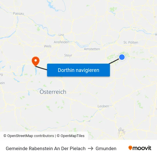 Gemeinde Rabenstein An Der Pielach to Gmunden map
