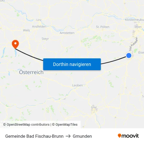 Gemeinde Bad Fischau-Brunn to Gmunden map