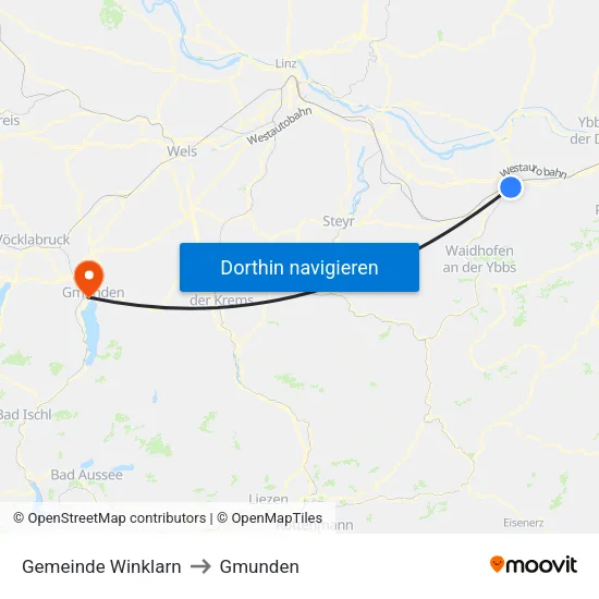 Gemeinde Winklarn to Gmunden map