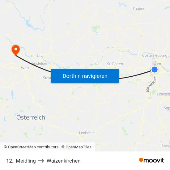 12., Meidling to Waizenkirchen map