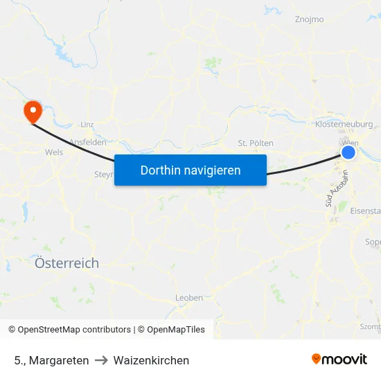 5., Margareten to Waizenkirchen map