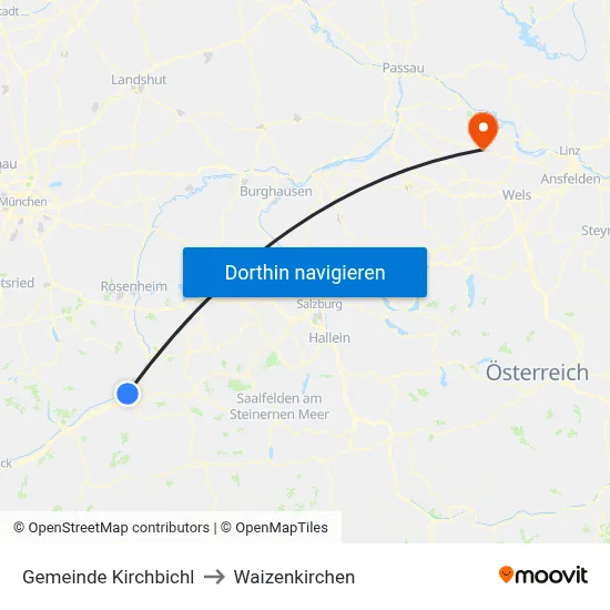 Gemeinde Kirchbichl to Waizenkirchen map