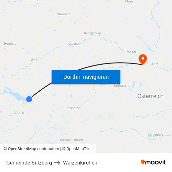 Gemeinde Sulzberg to Waizenkirchen map