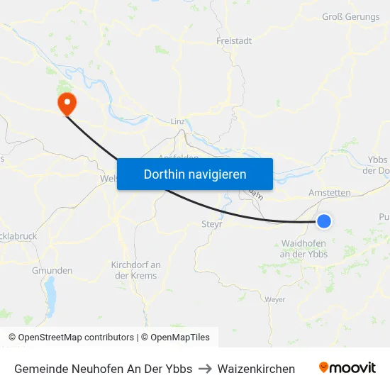 Gemeinde Neuhofen An Der Ybbs to Waizenkirchen map