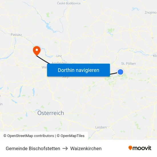 Gemeinde Bischofstetten to Waizenkirchen map