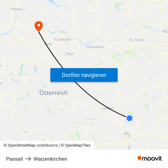 Passail to Waizenkirchen map