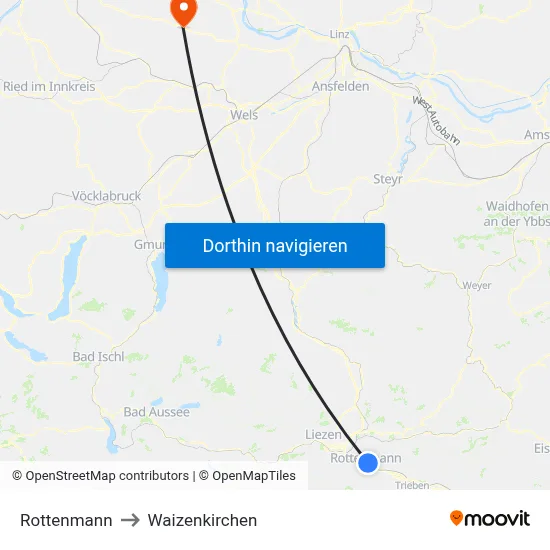 Rottenmann to Waizenkirchen map