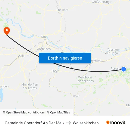 Gemeinde Oberndorf An Der Melk to Waizenkirchen map