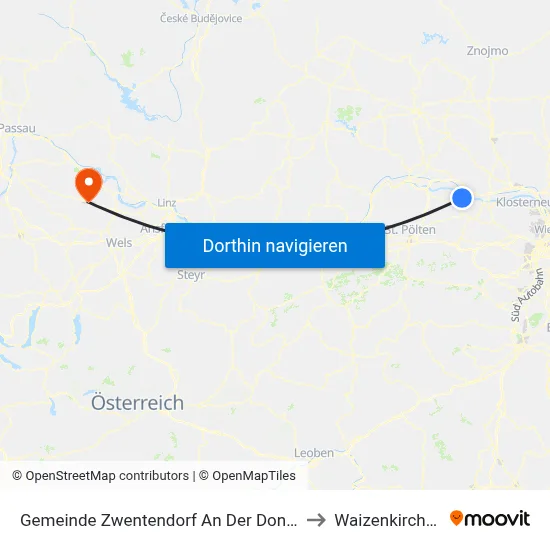 Gemeinde Zwentendorf An Der Donau to Waizenkirchen map