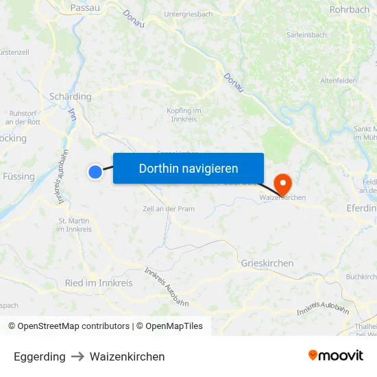 Eggerding to Waizenkirchen map