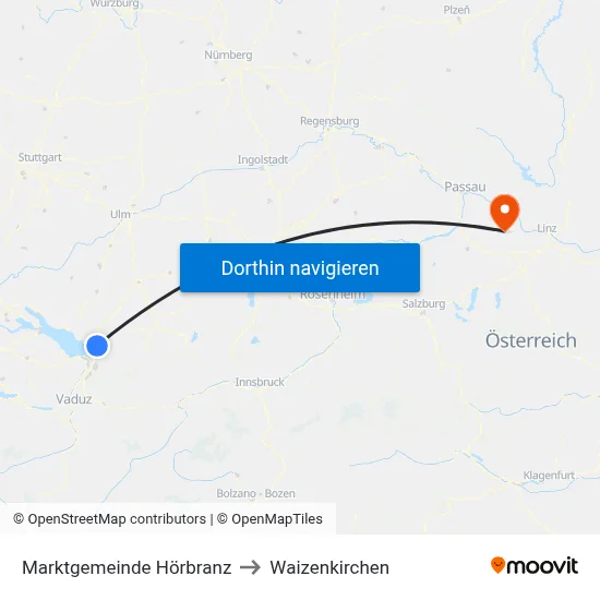 Marktgemeinde Hörbranz to Waizenkirchen map