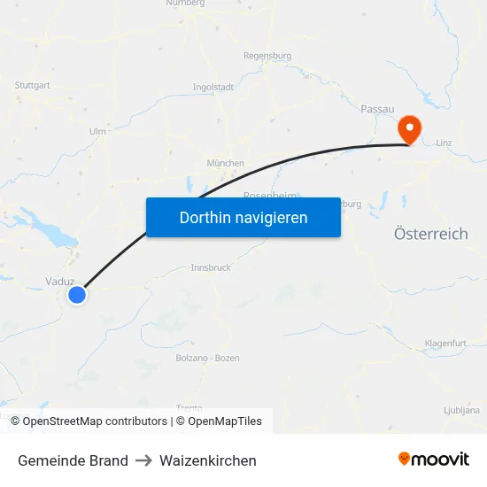 Gemeinde Brand to Waizenkirchen map