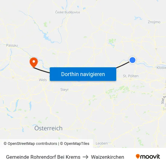 Gemeinde Rohrendorf Bei Krems to Waizenkirchen map