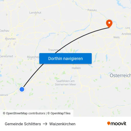 Gemeinde Schlitters to Waizenkirchen map