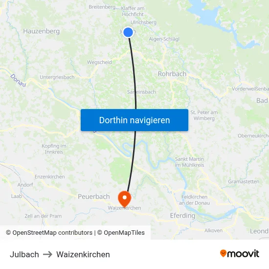 Julbach to Waizenkirchen map