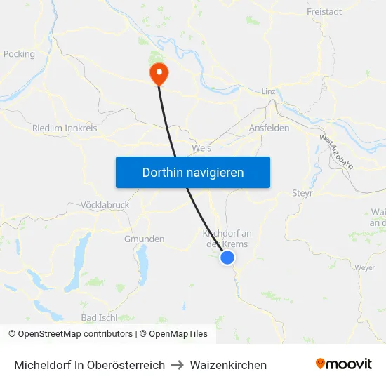Micheldorf In Oberösterreich to Waizenkirchen map