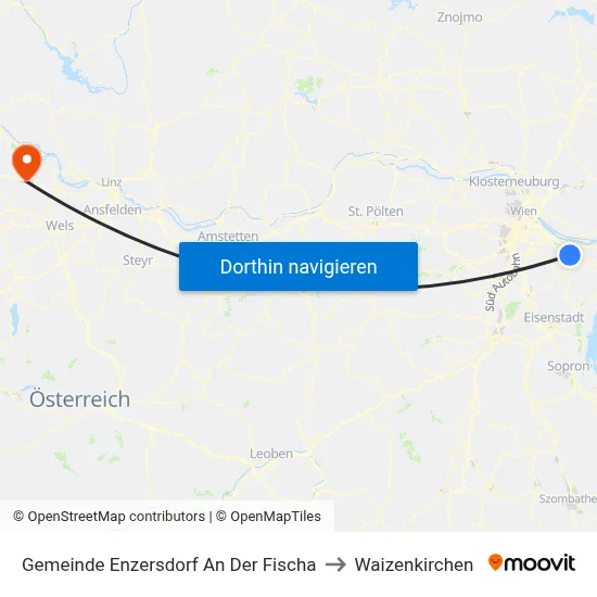 Gemeinde Enzersdorf An Der Fischa to Waizenkirchen map