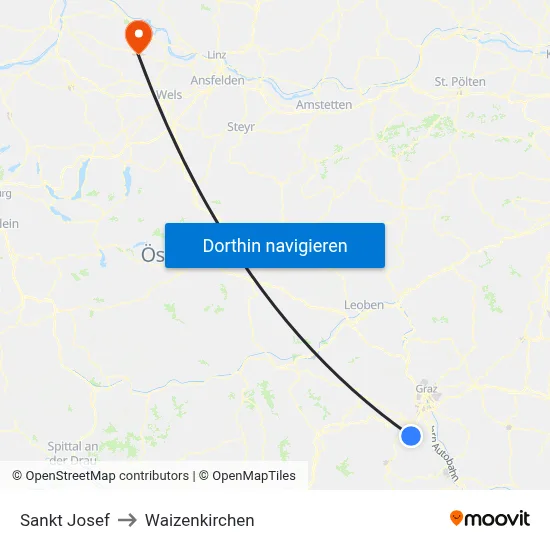 Sankt Josef to Waizenkirchen map