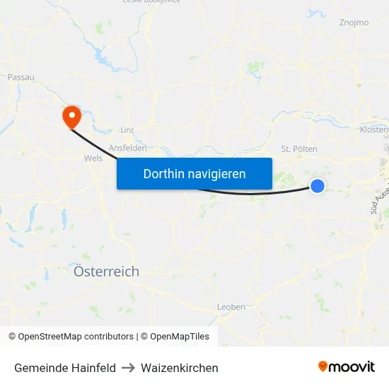 Gemeinde Hainfeld to Waizenkirchen map