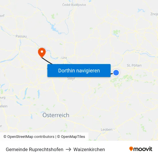 Gemeinde Ruprechtshofen to Waizenkirchen map