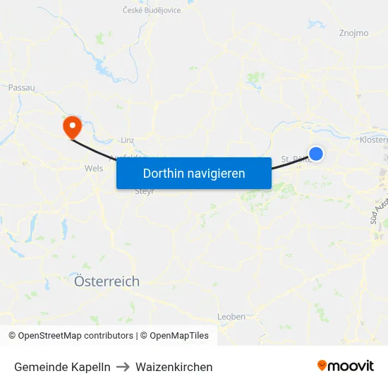 Gemeinde Kapelln to Waizenkirchen map