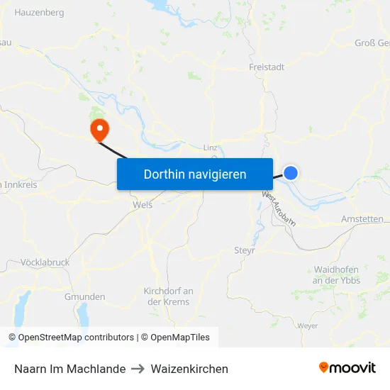 Naarn Im Machlande to Waizenkirchen map