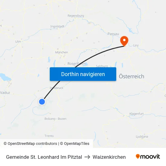 Gemeinde St. Leonhard Im Pitztal to Waizenkirchen map