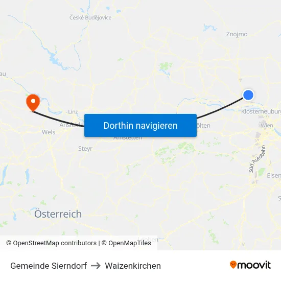 Gemeinde Sierndorf to Waizenkirchen map
