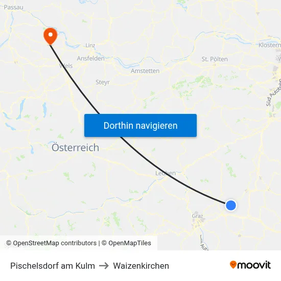 Pischelsdorf am Kulm to Waizenkirchen map