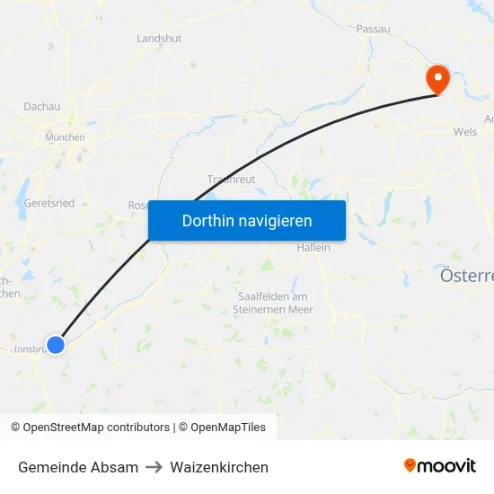 Gemeinde Absam to Waizenkirchen map