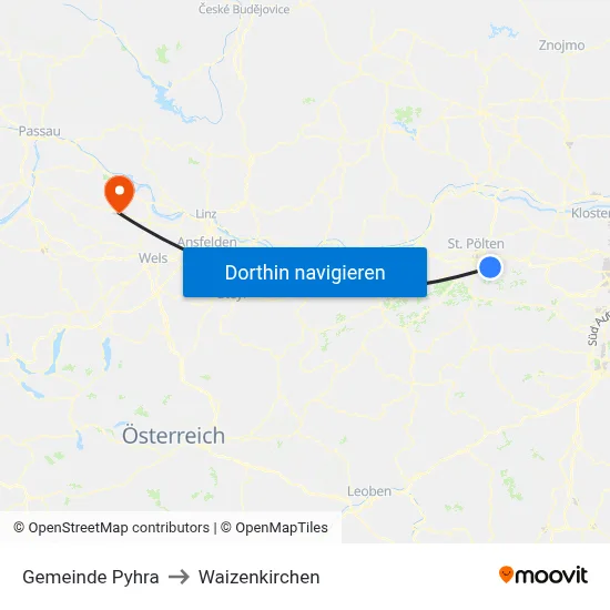 Gemeinde Pyhra to Waizenkirchen map