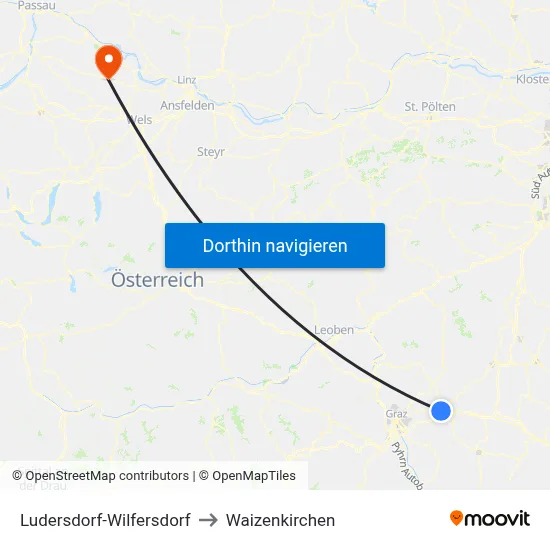 Ludersdorf-Wilfersdorf to Waizenkirchen map