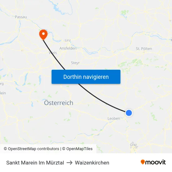 Sankt Marein Im Mürztal to Waizenkirchen map