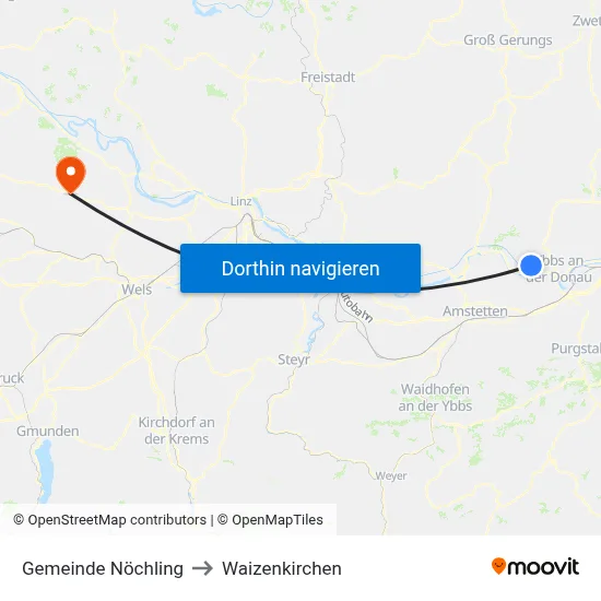 Gemeinde Nöchling to Waizenkirchen map