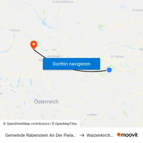Gemeinde Rabenstein An Der Pielach to Waizenkirchen map