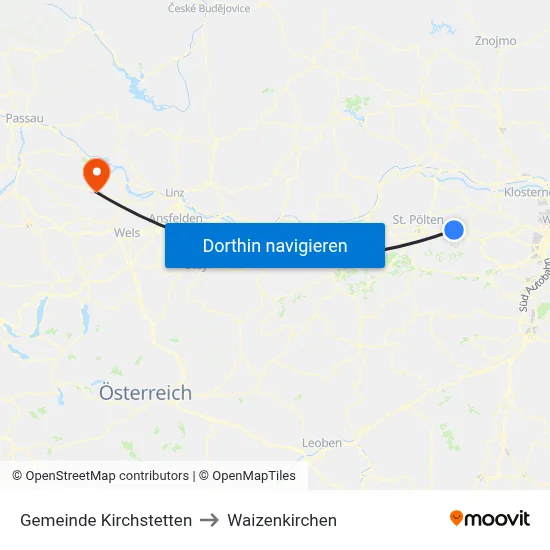 Gemeinde Kirchstetten to Waizenkirchen map