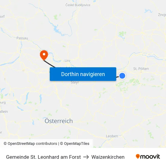 Gemeinde St. Leonhard am Forst to Waizenkirchen map