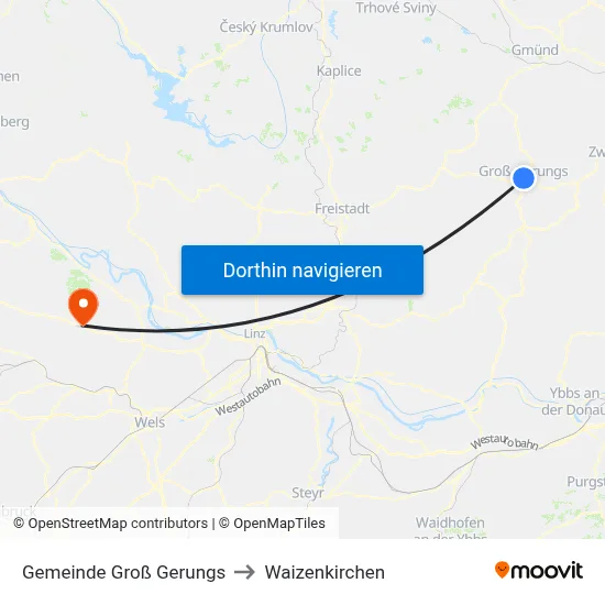 Gemeinde Groß Gerungs to Waizenkirchen map