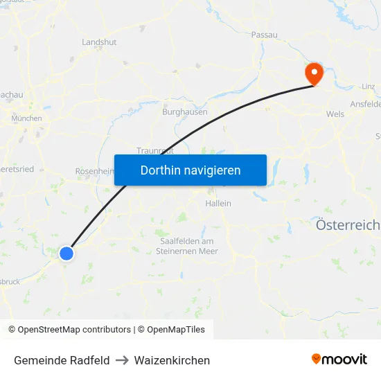 Gemeinde Radfeld to Waizenkirchen map