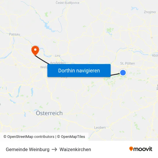 Gemeinde Weinburg to Waizenkirchen map