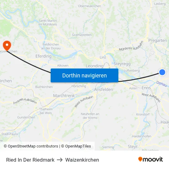Ried In Der Riedmark to Waizenkirchen map