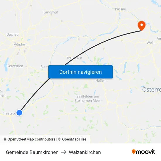 Gemeinde Baumkirchen to Waizenkirchen map