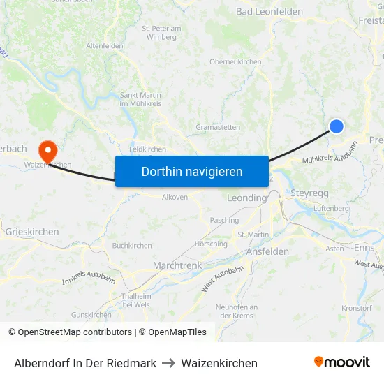 Alberndorf In Der Riedmark to Waizenkirchen map